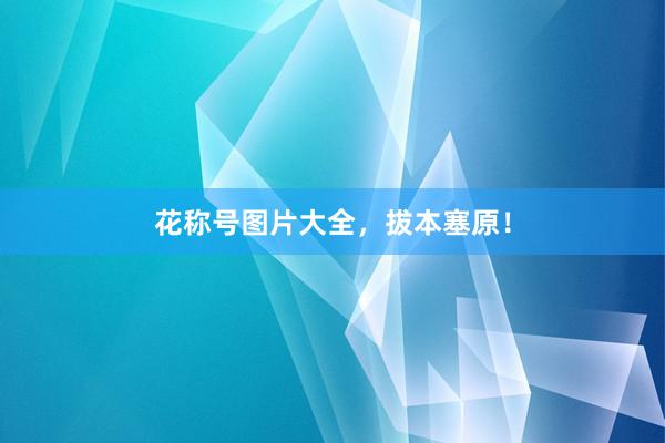 花称号图片大全，拔本塞原！